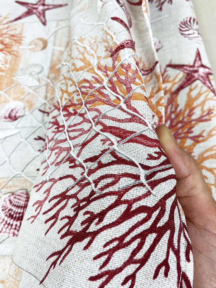 Tex Family Tagesdecke Gran Foulard Tagesdecke Sofaüberwurf Stoff Dory Meer Meer Korallen rot - Einze