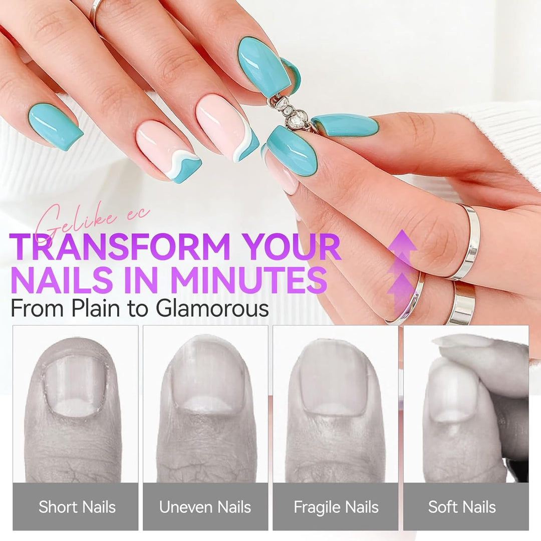 Gelike ec Nageltips und Nagelgelkleber Kit -Gel x Nail Extension Set Mini Nagellampe 6 in 1Nagelkleb