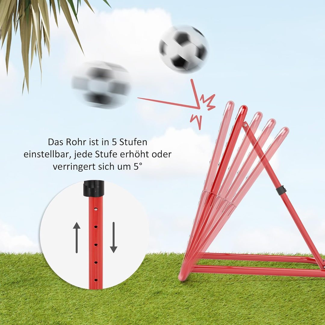 HOMCOM Rebounder für Fussball, 78 x 84 cm Prellwand mit Heringen, verstellbar in 5 Stufen, tragbar,