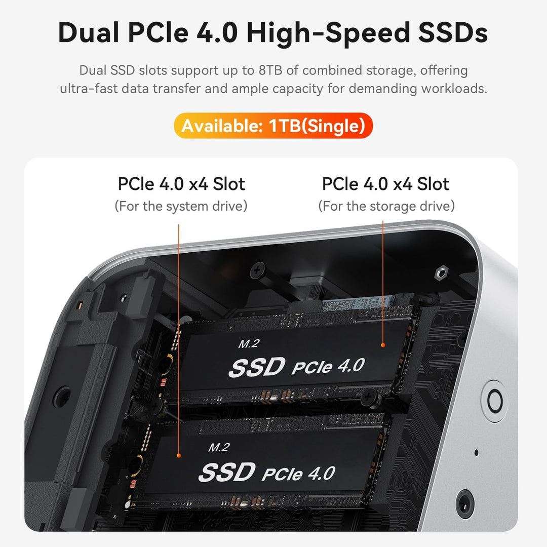 Beelink SER9 Mini PC, AMD Ryzen 7 H255(8C/16T bis zu 4.9 GHz), 32GB LPDDR5 RAM 1TB M.2 PCIe4.0 SSD,