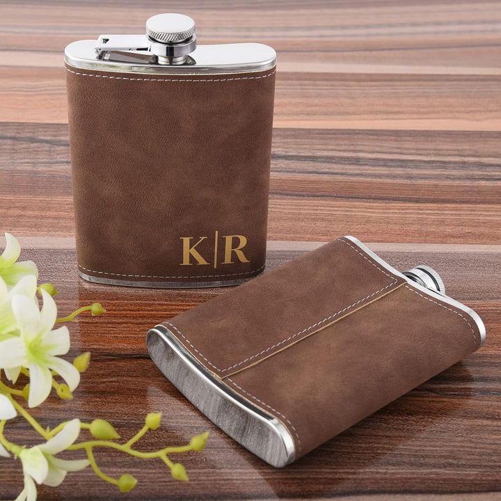 Flachmann Edelstahl Set mit Gravur, Personalisiertes Flachmann 8oz/237ml für Jäger, Golfer, Bräutiga