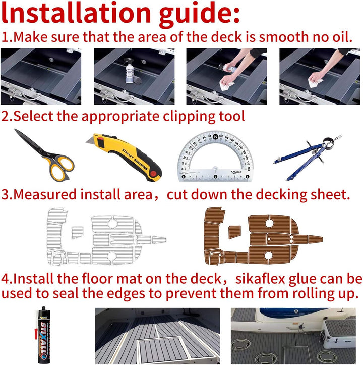 MIJOBS Grau und Schwarz Eva Teak Selbstklebend Deck Boot Selbstklebend rutschfeste Matte Marinedeck