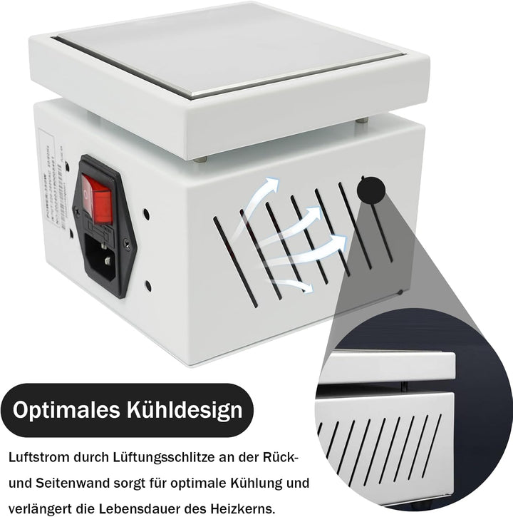 VonVVer Lötstation Heizplatte 100x100mm Mini Heizplatte Löten 350W Klein Heizplatten 400 ℃ Elektrisc