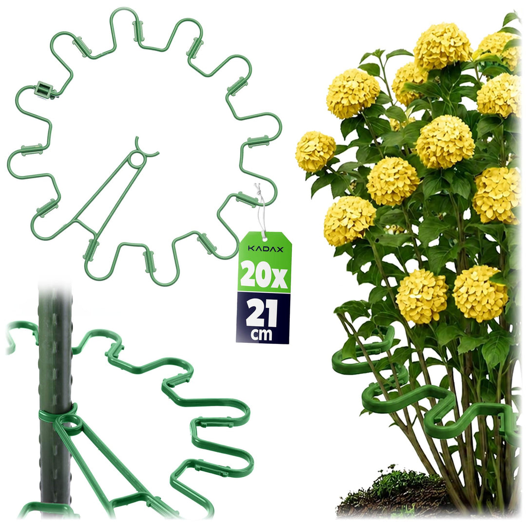 KADAX Staudenhalter Rund Ø 21 cm im 20er Set, Pflanzenhalter aus Kunststoff, Pflanzenstütze, Stauden
