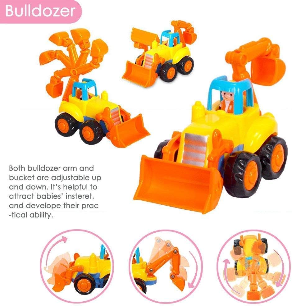 MOONTOY Baby Spielzeugauto Bagger Konstruktionsfahrzeuge Baufahrzeuge 4 in einem Set für Kinder, Tra