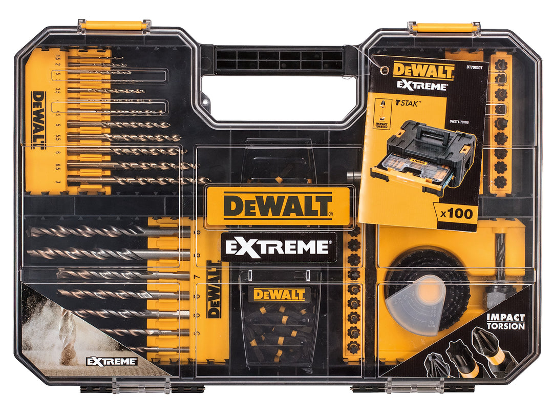 Dewalt DEWDT70620T Extreme Bohren und SDS Set, Gelb, Set 100 Stück