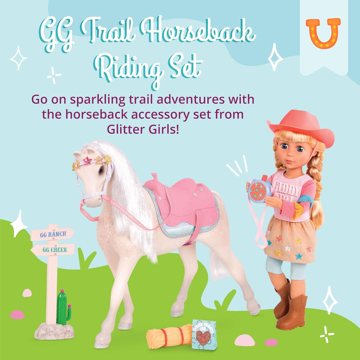 Glitter Girls - GG Trail Reitsport Set - Reitweg-Set - 36 cm Puppen-Zubehör - Sattel, Decke, Feldfla