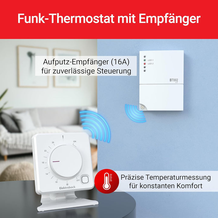 Elektrobock Funk Raumthermostat, BPT012, 158 x 181 x 62 mm