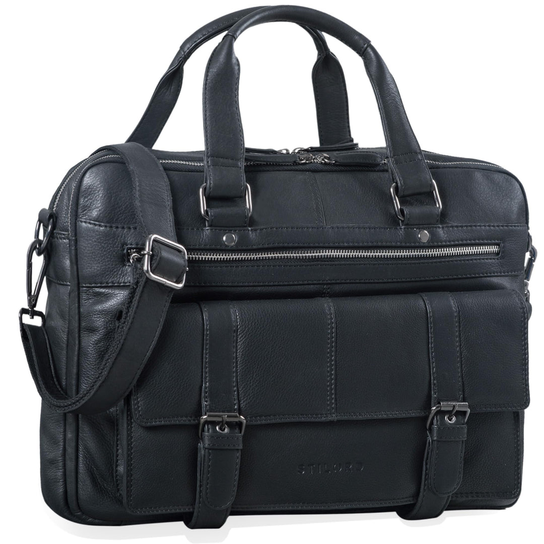 STILORD 'Alvaro' Vintage Businesstasche Echtes Leder Laptoptasche 15,6 Zoll Aktentasche Grosse Umhän