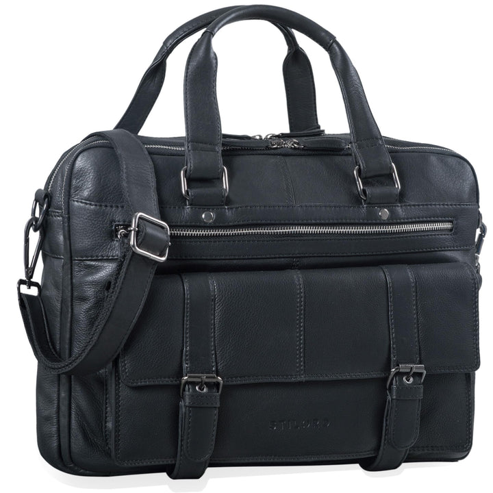 STILORD 'Alvaro' Vintage Businesstasche Echtes Leder Laptoptasche 15,6 Zoll Aktentasche Grosse Umhän