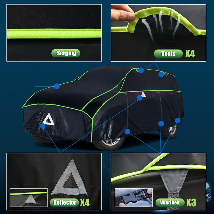 Hagelschutz Abdeckplane Auto, PKW Hagelschutzgarage, +Autosonnenblende als Geschenk, Mehrlagig verst