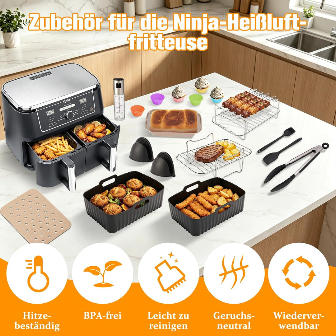 Airfryer Zubehör für Ninja Foodi Max Dual Zone AF500EU AF400EU AF400EUCP 7,6L-10,4L,25 Stück Airfrye