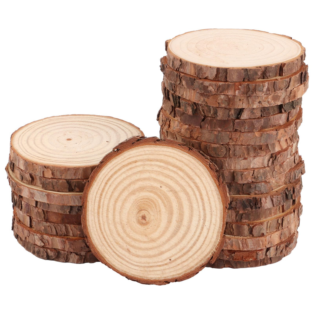 25 Stück Holzscheiben 11-12 cm Baumscheiben ohne Loch, Runde Holzscheibe, Baumscheibe Klein, Holzsch