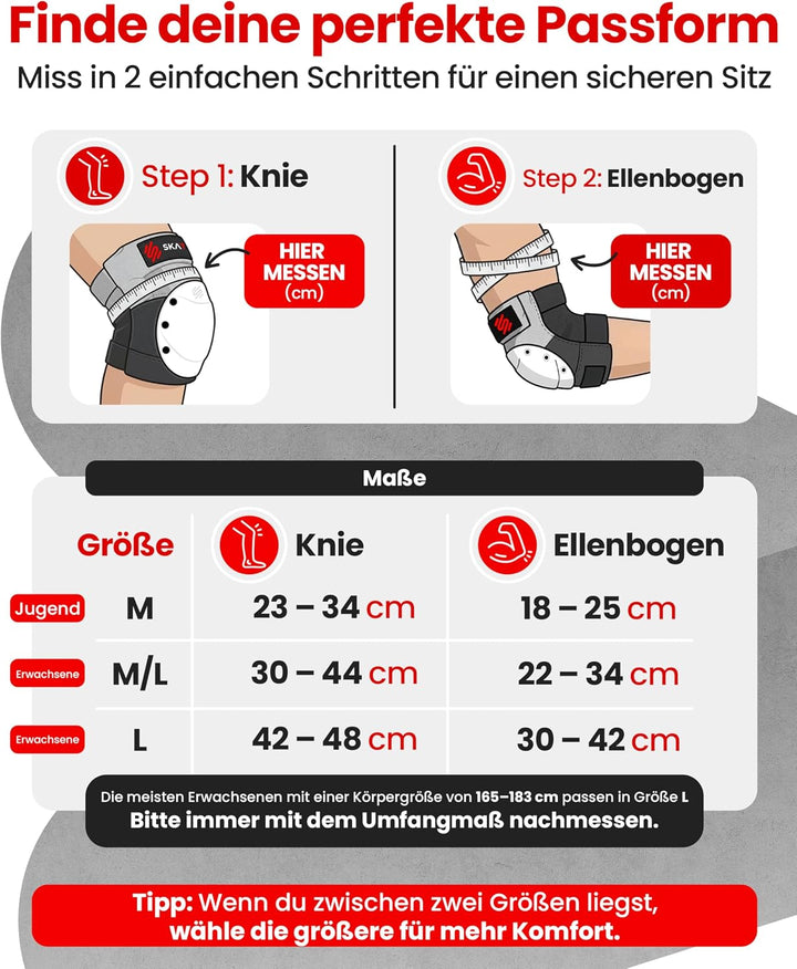 SKATEWIZ Inliner Schoner Schlittschuhe Damen - Handschoner, knie und ellenbogenschützer Erwachsene -