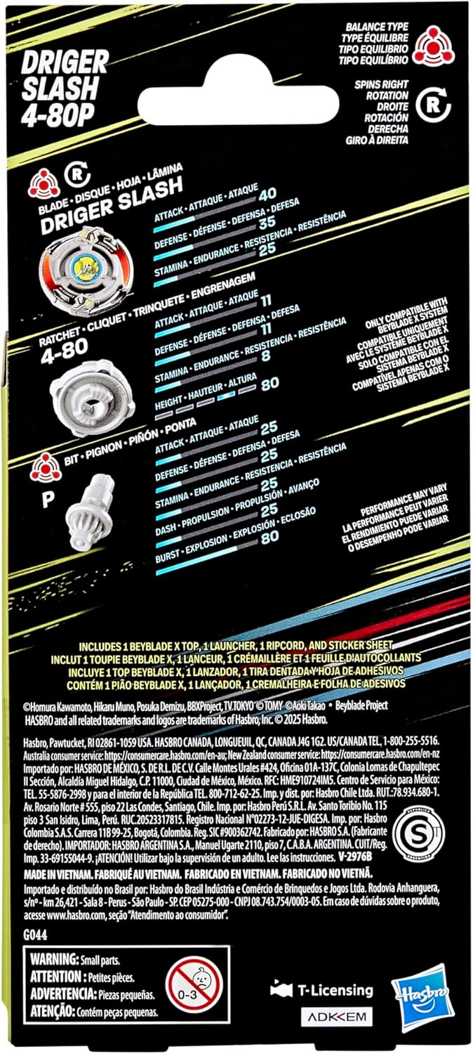 Beyblade X X-Over Project Driger Slash 4-80P Starter Pack Set with Takara Tomy Balance Type Top and