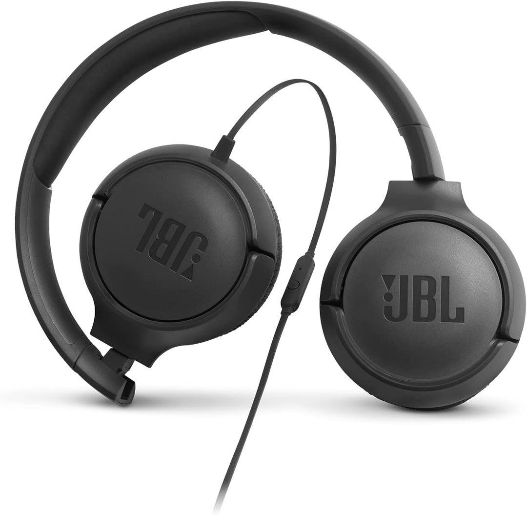 JBL Tune 500 On-Ear Kopfhörer mit Kabel - Schwarz – Ohrhörer mit 1-Tasten-Fernbedienung, integrierte