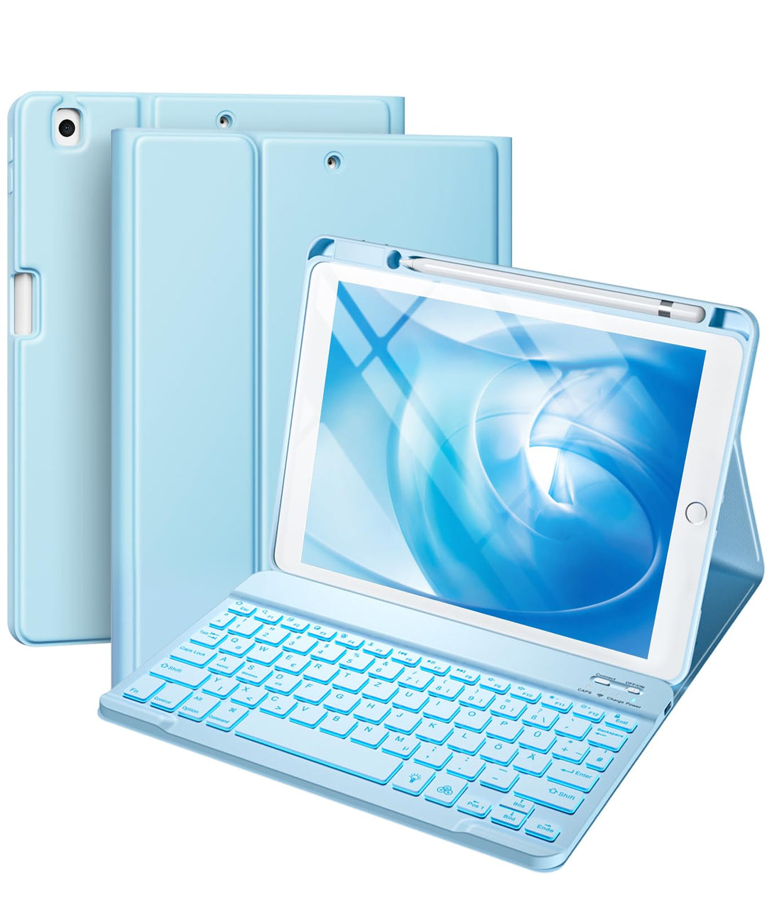 Vobafe Hülle mit Tastatur Kompatibel für iPad 9./ 8. /7. Generation 10.2 Zoll mit Stifthalter, Magne
