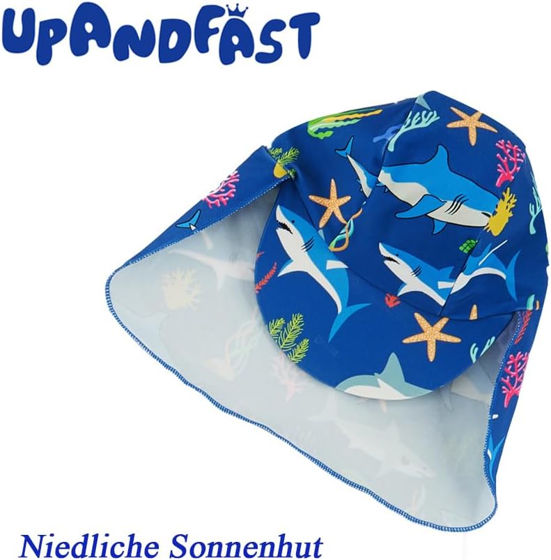 upandfast Baby Badeanzug mit Sonnenhut UPF 50+ Badebekleidung für Baby 3-6 Monate Blau, 3-6 Monate B