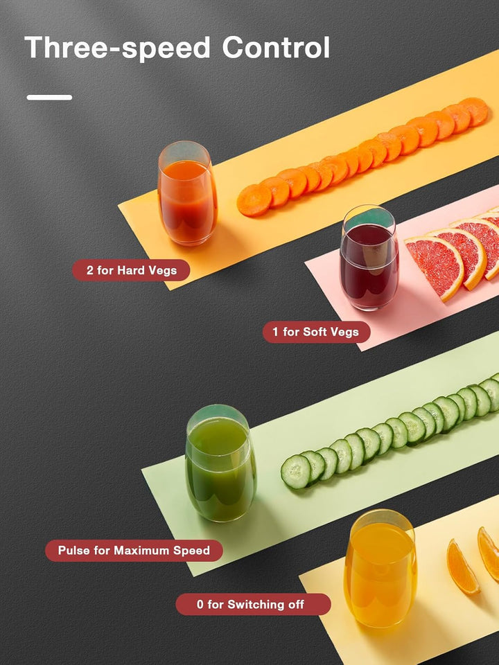 Entsafter Gemüse und Obst aus Edelstahl, 400W Zentrifugal Entsafter 65 MM Einfüllöffnung und 3 Gesch