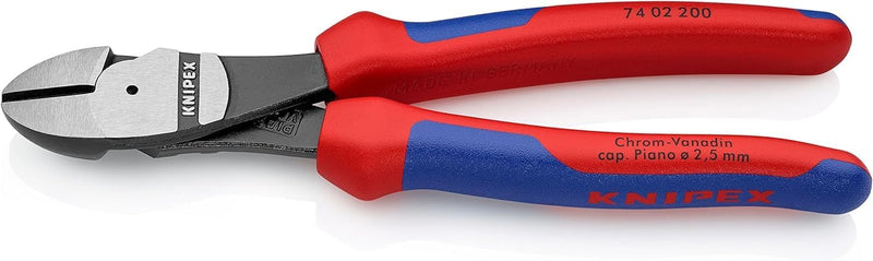 Knipex Kraft-Seitenschneider schwarz atramentiert, mit Mehrkomponenten-Hüllen 200 mm 74 02 200 atram