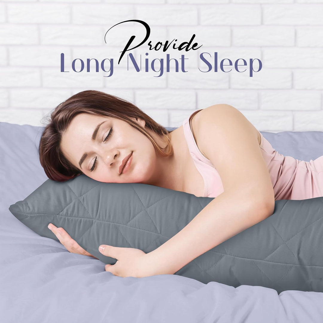 Utopia Bedding Seitenschläferkissen 40x145 cm Body Pillow Langes Kissen | Grau Bezug aus gesteppter