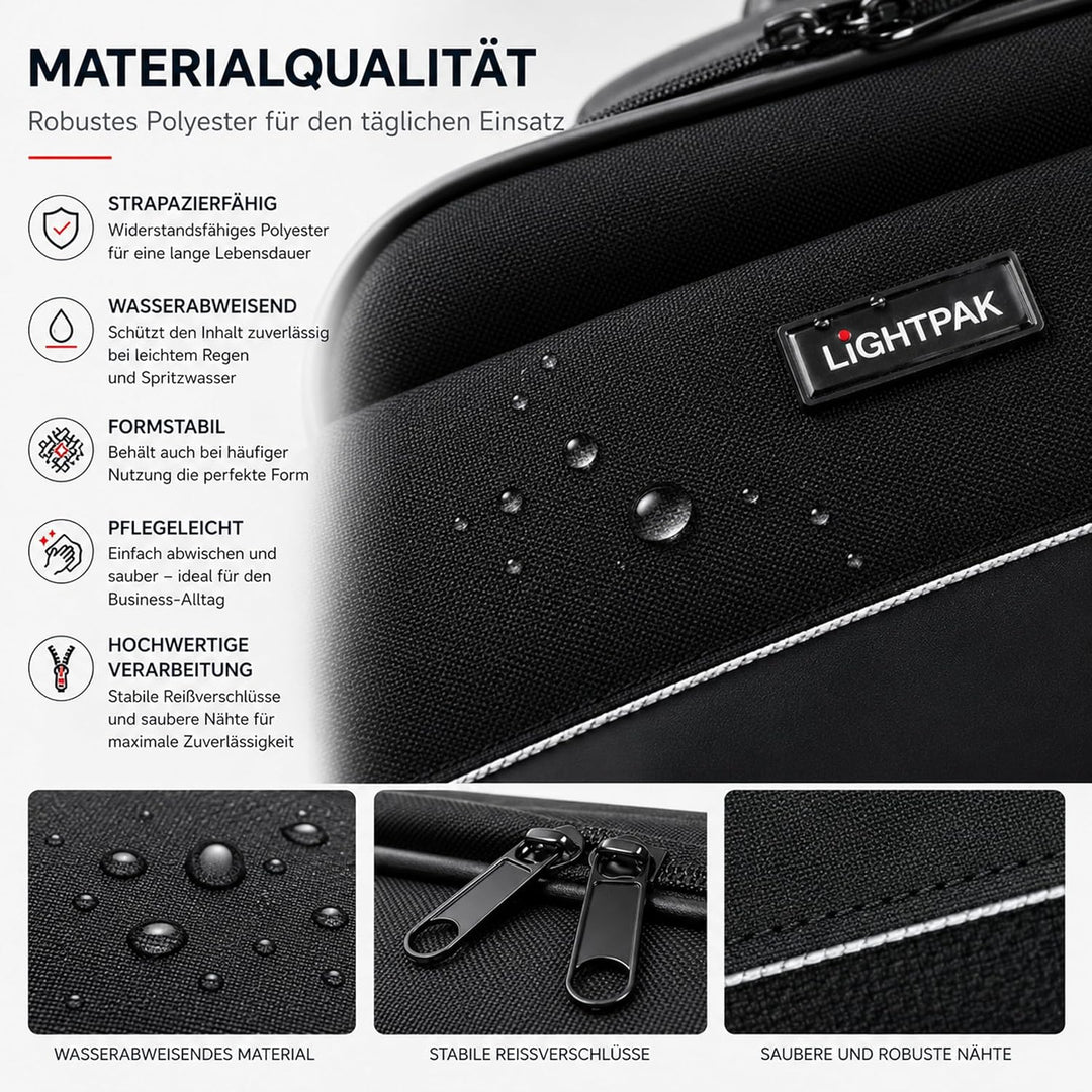 Lightpak Laptoptasche Elite S für 15 Zoll Notebooks, Umhängetasche aus Polyester mit Organizer-Fach