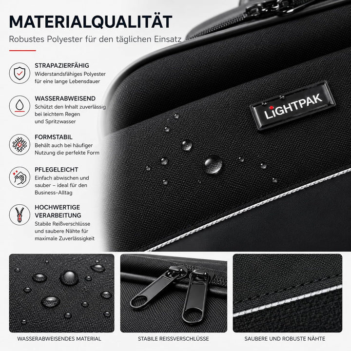 Lightpak Laptoptasche Elite S für 15 Zoll Notebooks, Umhängetasche aus Polyester mit Organizer-Fach