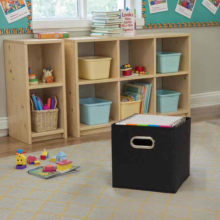 Haushalt Essentials 6 Stück Gewebe-Aufbewahrung Cube Mülleimer-Set mit Griffen, Marineblau schwarz,