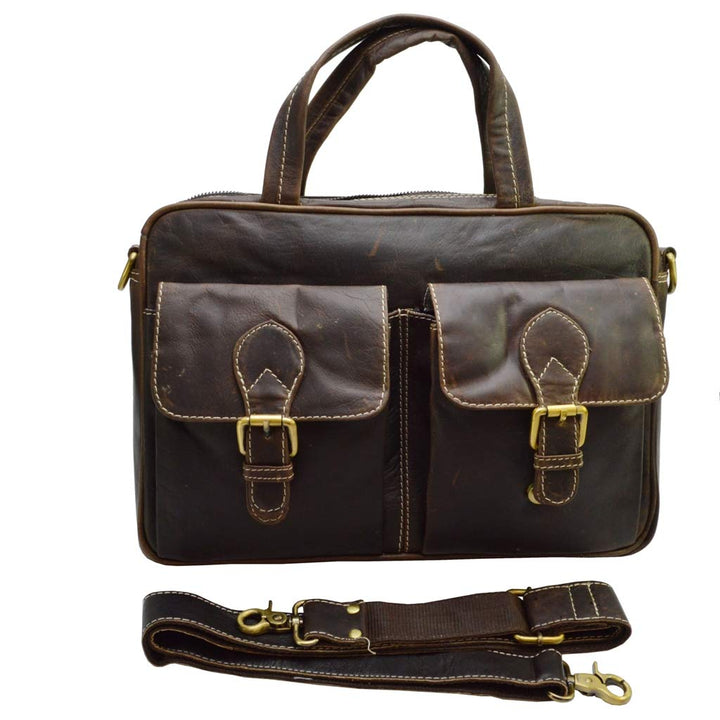 flevado Messenger Aktentasche Lehrertasche Arbeitstasche Vintage Nubuckleder braun 44,0 x 36,0 x 10,