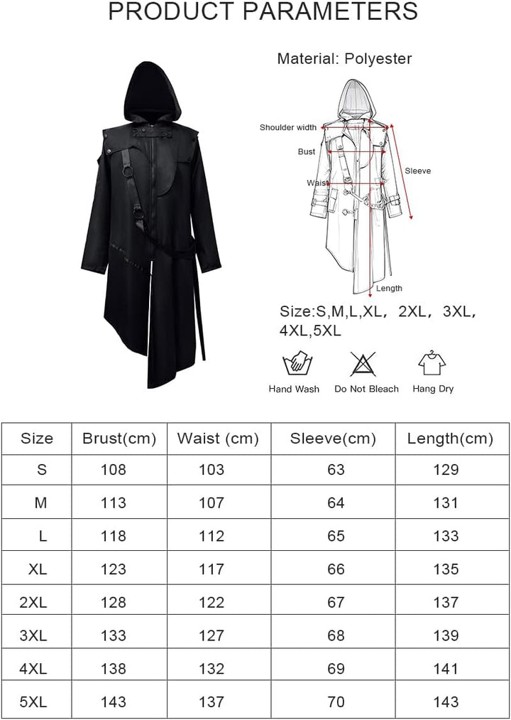 Feynman Herren Vintage Frack Steampunk Gothic Jacke Viktorianischen Retro Mittellang Mantel Punk Jac