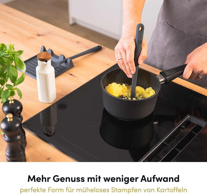 Hoffmann Küchenhelfer-Set, Anthrazit, Silikon-Edelstahlkern, Spülmaschinenfest, Hitzebeständig, Anti