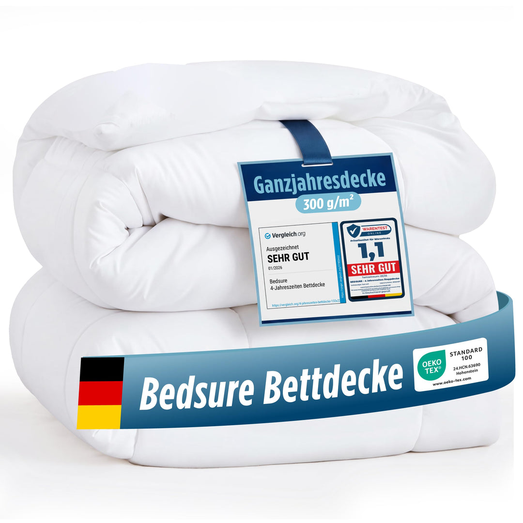 BEDSURE Bettdecke 135x200 Ganzjahresdecke 4 Jahreszeiten, Steppdecke für Allergiker 300GSM Duvet 135