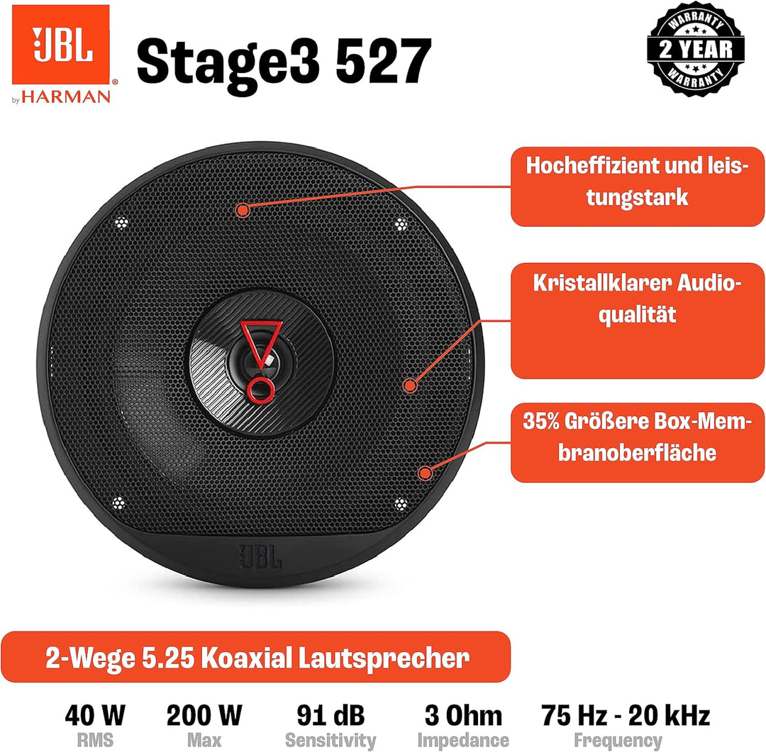 JBL Stage3 527 2-Wege Auto Lautsprecher Set von Harman Kardon & Stage3 427 2-Wege Auto Lautsprecher