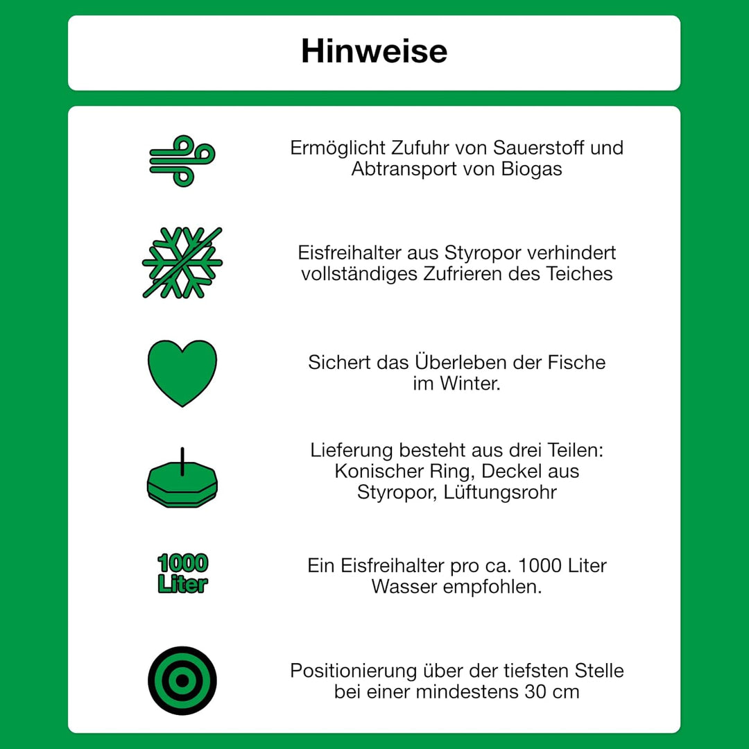 Teich Eisfreihalter Set 3 inkl. regelbarer Luftpumpe und Zubehör, für einen eisfreien Gartenteich, A