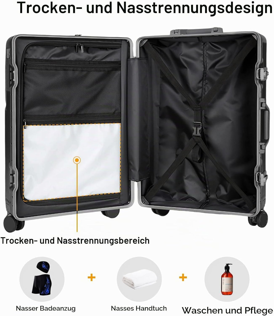 Reisekoffer, TSA-geprüft, Hartschale, Rahmen aus Aluminium, druckfest, für Gepäck von 50,8 / 61,4 /