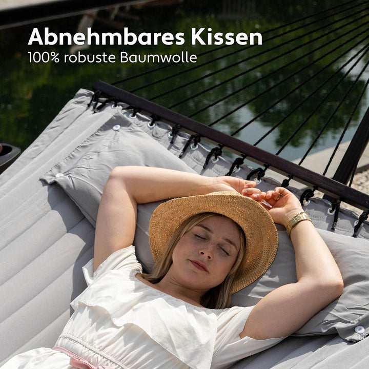 VITA5 Hängematte mit Gestell und Tisch - Hängematte Outdoor für den Garten, Pool & Balkon - Grosszüg