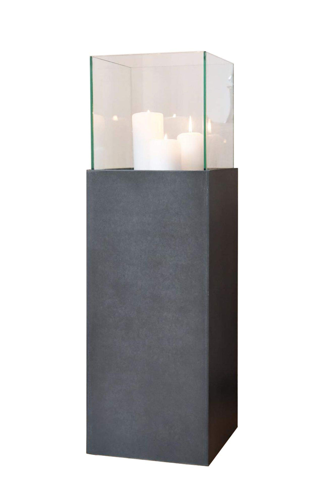 VIVANNO Windlicht-Säule Kerzenständer Deko-Laterne Candela Beton-Optik Anthrazit 80 cm hoch 25x25x80
