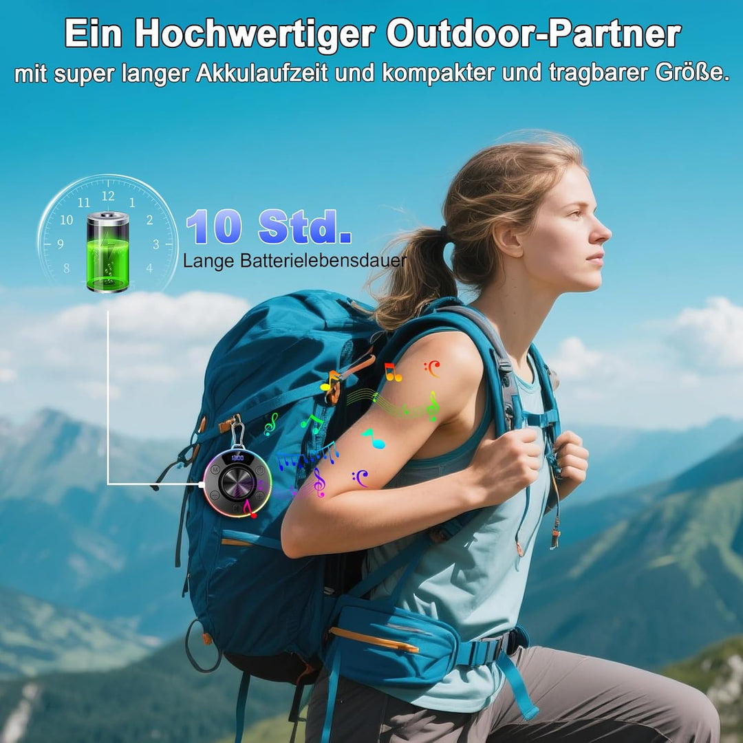Bluetooth Lautsprecher mit LED Licht, Klein Duschlautsprecher Bluetooth 5.3 mit Saugnapf, IPX7 Wasse