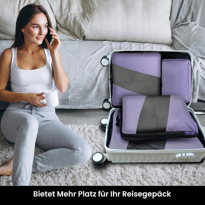 Koffer Organizer Kompression Set, Packwürfel Set Kompression Ihres Reisegepäcks, Compression Packing