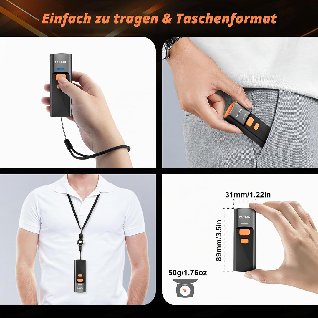 Barcode Scanner Kabelloser Mini 1D/2D QR Code Scanner mit Ladestation | 3-in-1 (BT/2.4G/USB) Konnekt