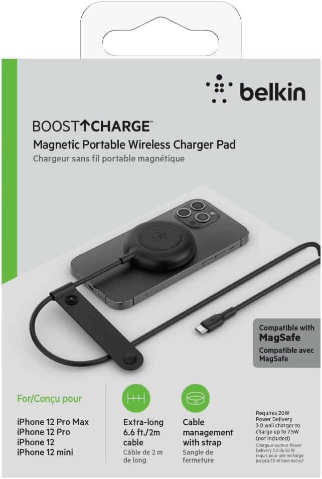 Belkin MagSafe ladegerät, Magnetisches Kabelloses Ladegerät (mit 2-m-Kabel, für die iPhone 14 Serie,