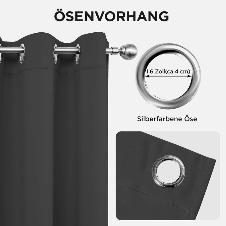 Joydeco Blickdichte Vorhänge mit Ösen Gardinen 2 Stück Verdunkelungsvorhang Thermovorhang Hitzeschut