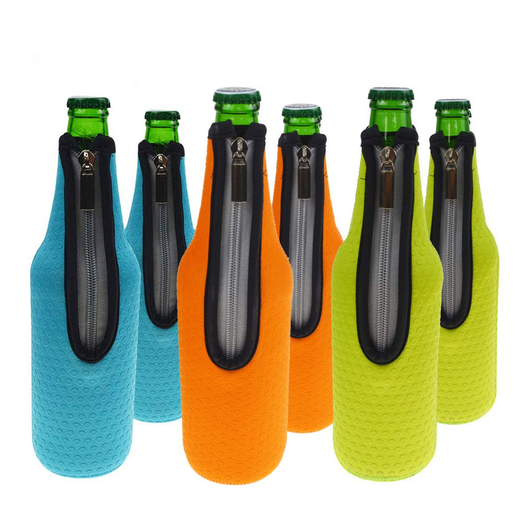 Bier Flaschenkühler, 6 Stück 17,6 Oz (500ml) Neopren Isoliert Reissverschluss Faltbar Bier Flaschen