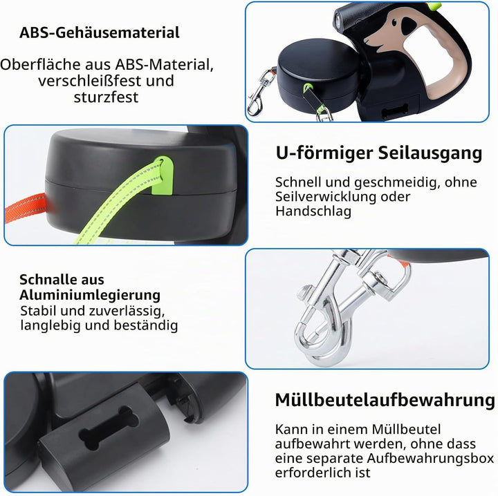 Hundeleine Doppelleine Für 2 Hunde 3 M Rollleine Hundeleine Mit Licht, Doppelte Einziehbare Hundelei