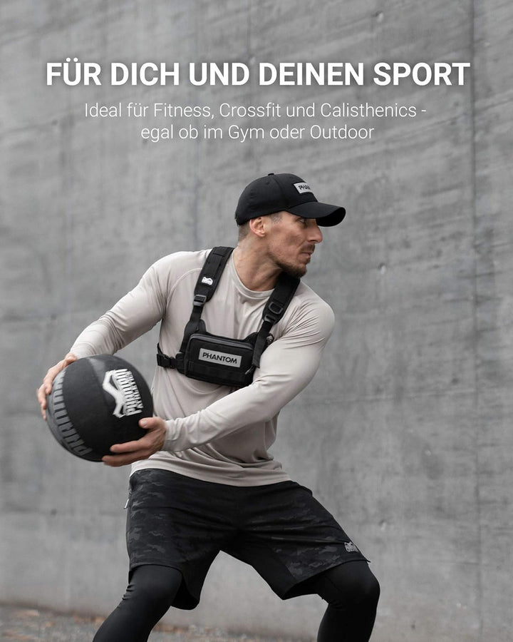 Phantom Chest-Bag Tactic - Fitness Tasche | Sport Brust-Tasche | Männer Damen - Schwarz Einheitsgrös