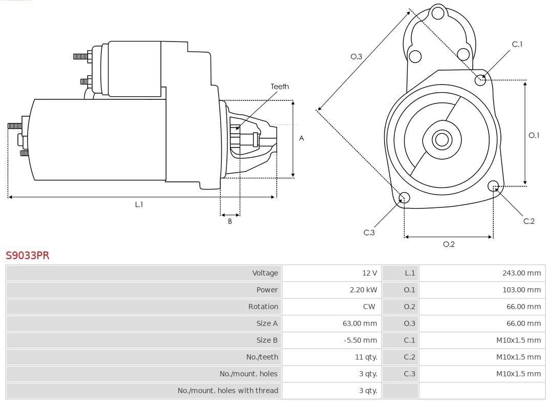 Remanufactured AS-PL Starter motor - S9033PR