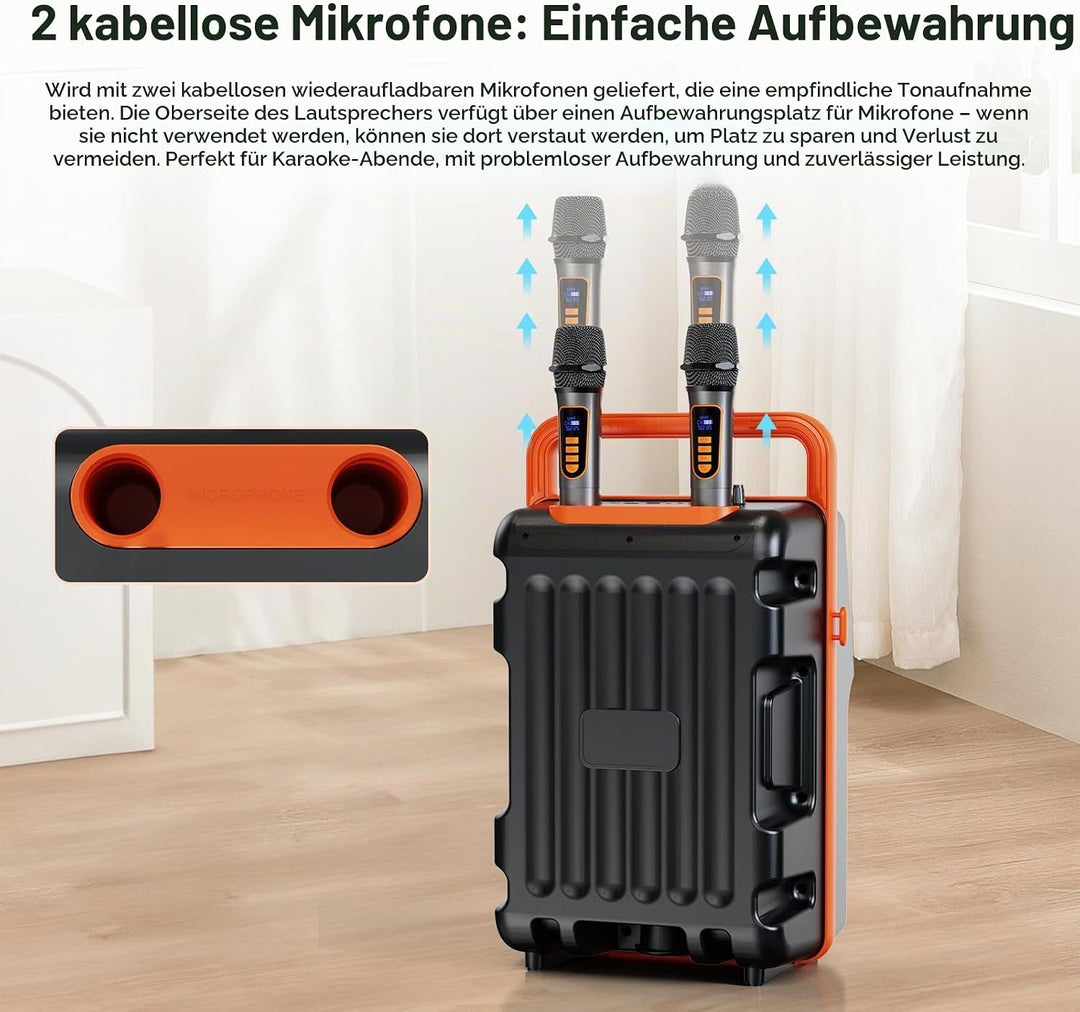Karaoke-Maschine mit integriertem 10,1-Zoll-Bildschirm, Bluetooth-Lautsprecher mit Liedtextanzeige,