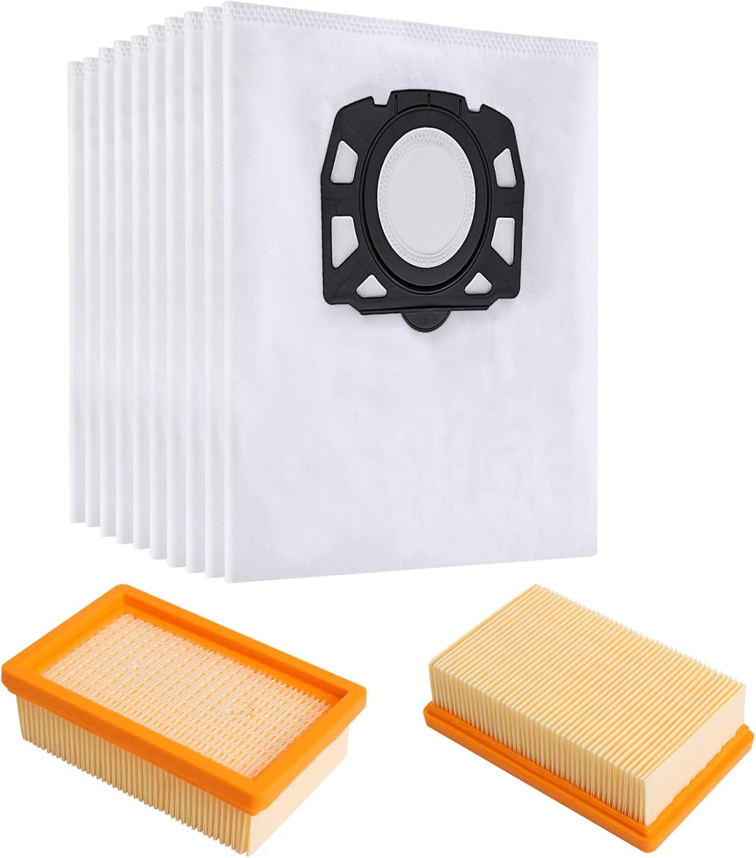 10 Stück WD6 Beutel für Kärcher Staubsaugerbeutel WD4 WD5 WD5P WD6P MV4 MV5 MV6 mit 2 Stück WD6 Filt