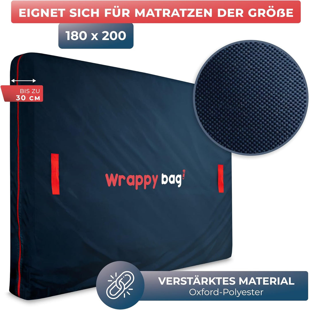 WRAPPYBAG – Matratzenhülle aus Oxford-Polyester – Aufbewahrungstasche mit 4 Tragegriffen – Ideal für