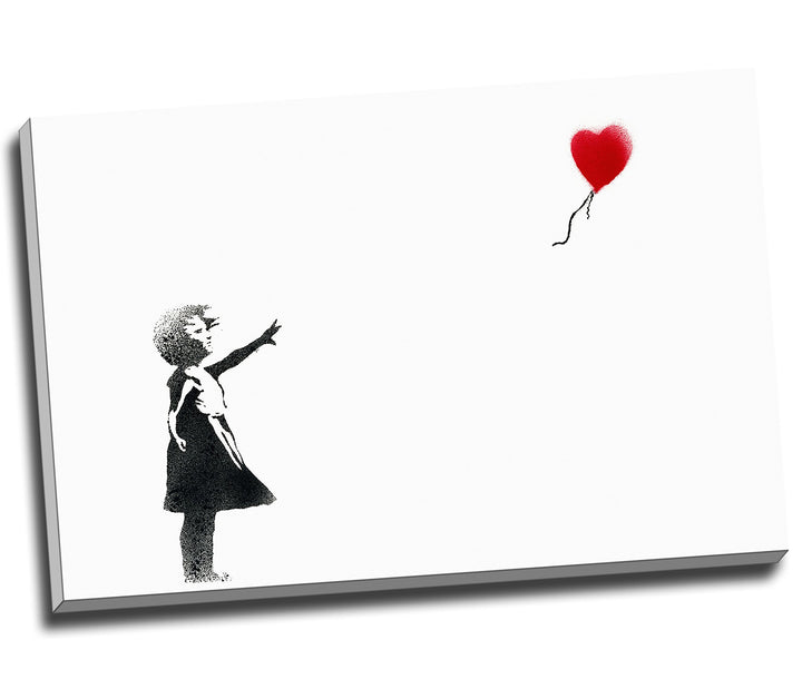 Banksy Red Balloon Girl Canvas Art Print Framed Picture Large 20x30 Inches A1 by Panther Print